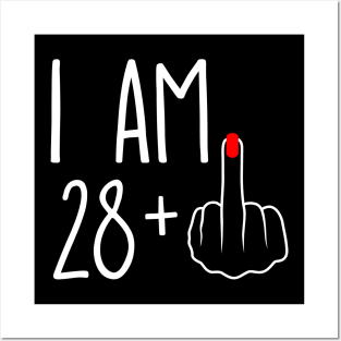 Vintage 29th Birthday I Am 28 Plus 1 Middle Finger Posters and Art